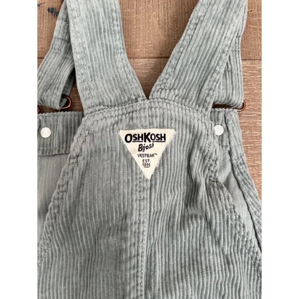 OshKosh Bgosh Girls Size 10 Light Gray Corduroy Overall Dress With Button Front